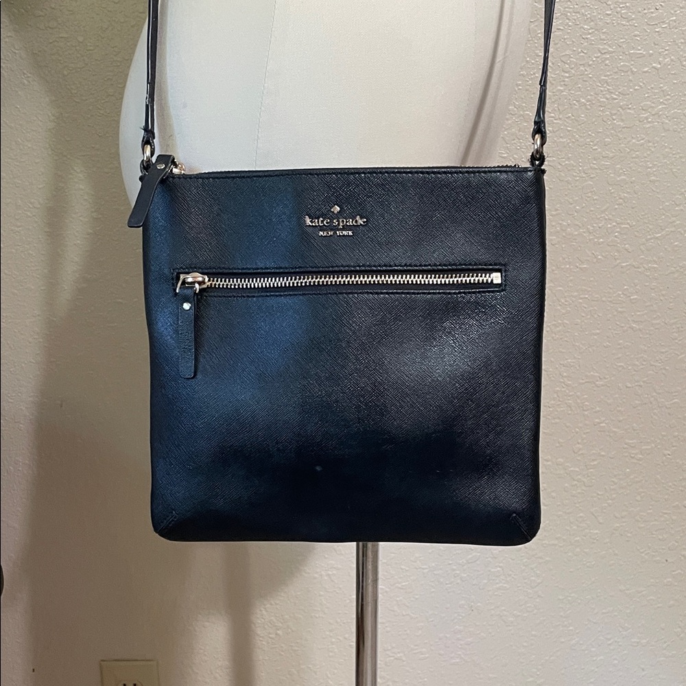 kate spade Black Saffiano Crossbody with Front Zip
